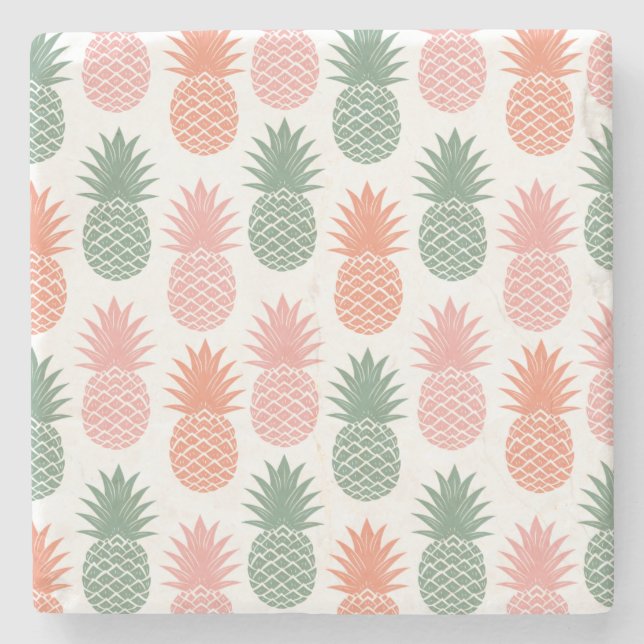 Vintages Ananas-Muster 2 Steinuntersetzer (Vorderseite)