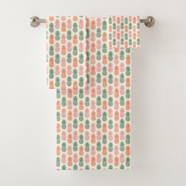 Vintages Ananas-Muster Badhandtuch Set (Insitu)