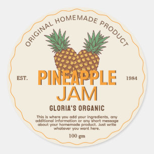 Vintages Ananas Obst Konfitüre hausgemachte Produk Runder Aufkleber