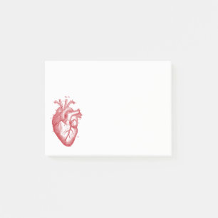 Vintages anatomisch Zeichnend menschliches Herz Post-it Klebezettel