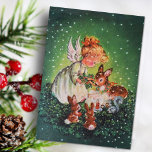 Vintages Angel Girl Fütternd Tiere Feiertagskarte<br><div class="desc">Weihnachten Vintag Angel Girl Fütternd Tiere Urlaubskarte.</div>
