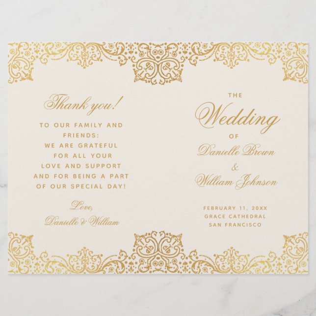 Vintages antikes Goldmedaille-Hochzeitsprogramm fü (Vorderseite)