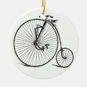 Vintages antikes großes Rad-Fahrrad Keramik Ornament