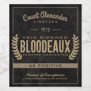 Vintages antikes Halloween 'Bloodeaux' Weinetikett
