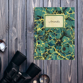 Vintages antikes Marmorpapier und Namensschild Planer