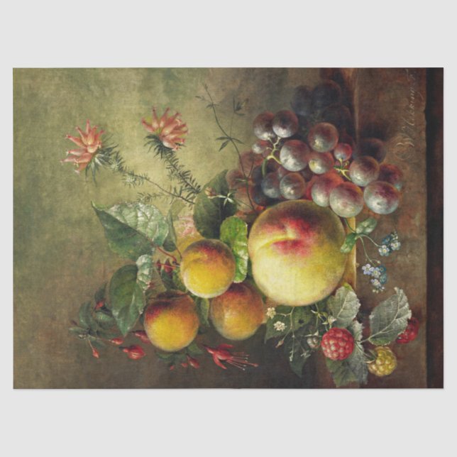 Vintages antikes Obst Stillleben Entdeckungsreise Seidenpapier (Vorderseite)