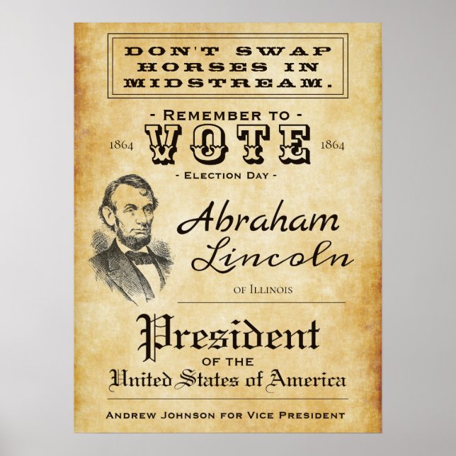 Vintages antikes Plakat der Abraham Lincoln-Kampag (Vorne)