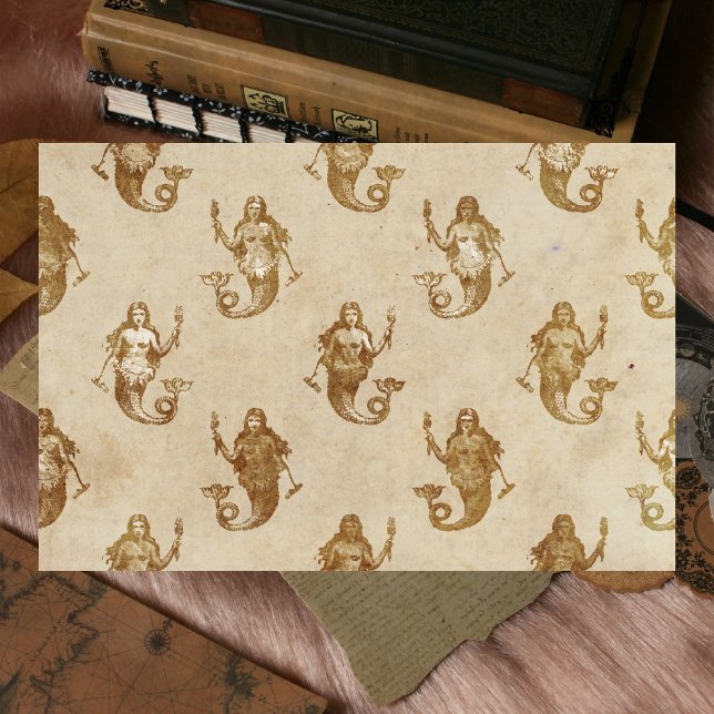 Vintages Antiquitätenteppichpapier Seidenpapier (Vintage Antique Mermaid Decoupage Tissue)