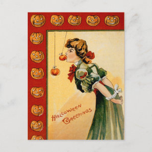 Vintages Apple Bobbing Halloween Postkarte
