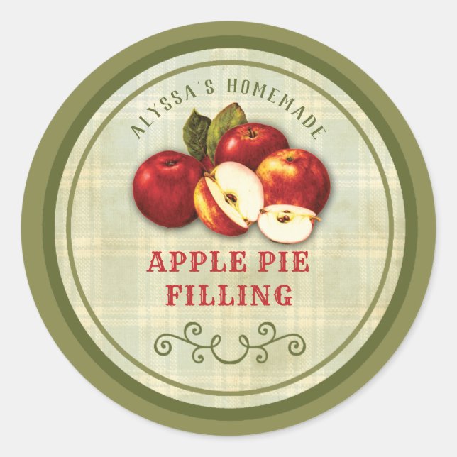 Vintages Apple Pie Canning Label Runder Aufkleber (Vorderseite)