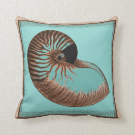 Vintages Aqua Chambered Nautilus Muschel Pilz Kissen