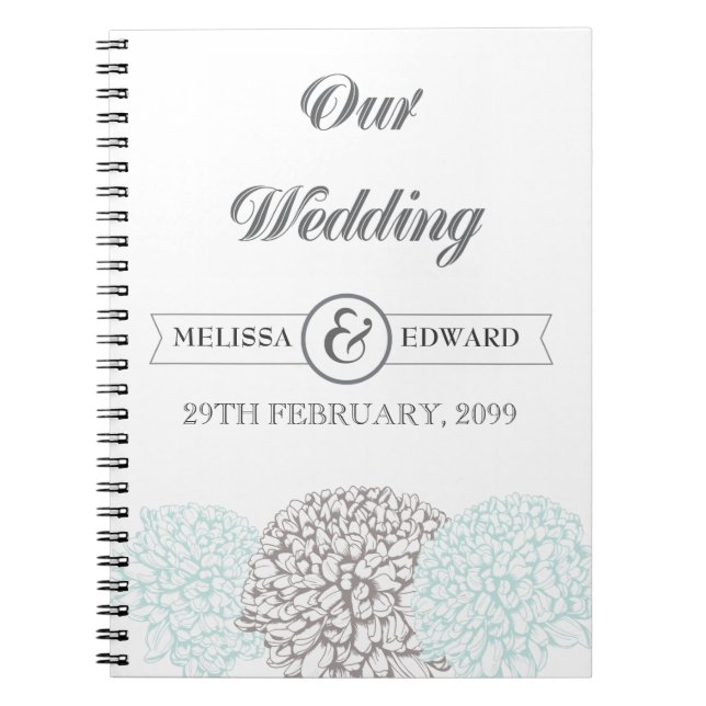 Vintages Aqua Zinnia Wedding Spiral Note Book Notizblock (Vorderseite)