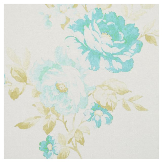 Vintages aquamarines Blumenmuster Stoff (Muster)