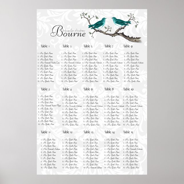 Vintages Aquamarines Vogelsitzdiagramm anklicken Poster (Vorne)