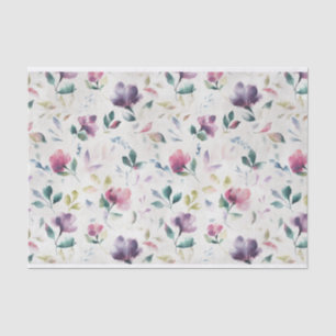 Vintages Aquarellfarbenrosa und Lila Rose Muster Seidenpapier