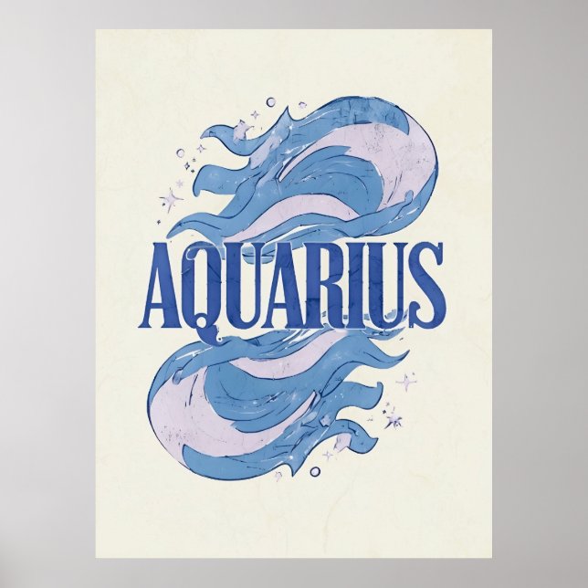 Vintages Aquarius-Zodiac-Zeichen mit Abstrakten We Poster (Vorne)