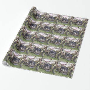Vintages Armee-Motorrad Geschenkpapier