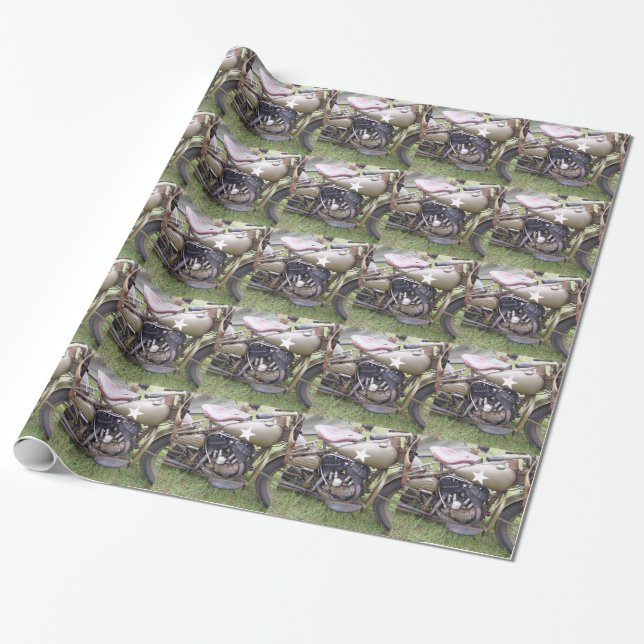 Vintages Armee-Motorrad Geschenkpapier (Ungerollt)