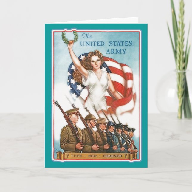Vintages Armee-Plakat mit Dame Liberty Tshirts Karte (Vorderseite)
