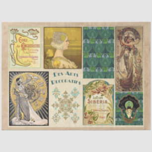Vintages Art Deco 11 Dekoupage Tissue Paper Seidenpapier