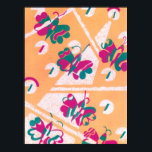 Vintages Art Deco Jazz Poster<br><div class="desc">Vintage Illustration Art Deko Jazz pochoir Tapete Muster von Serge Gladky aus Nouvelles Compositions Decoratives, Paris, 1929. Pochoir ist eine Schablonentechnik, die in surrealistischen Malereien üblich ist. Ein elegantes und chic kubistisches Design mit Schmetterlingen in schönen Frühlingsfarben von hellrosa und grün auf orangefarbenem Hintergrund mit weißen trapezoiden Formen. Ein modernes...</div>