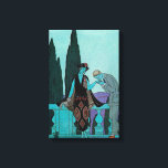 Vintages Art Deco La Villa d'Este von George Barbi Leinwanddruck<br><div class="desc">Vintage Illustration Liebe und romanische Kunst Deko Bild mit einem Mann küsst eine Frau auf dem Balkon von la villa d'Este von Künstler George Barbier,  1922. Neuvermählte auf ihren Flitterwochen in einem romantischen Anwesen in Italien.</div>