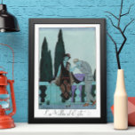 Vintages Art Deco La Villa d'Este von George Barbi Poster<br><div class="desc">Vintage Illustration Liebe und romanische Kunst Deko Bild mit einem Mann küsst eine Frau auf dem Balkon von la villa d'Este von Künstler George Barbier,  1922. Neuvermählte auf ihren Flitterwochen in einem romantischen Anwesen in Italien.</div>