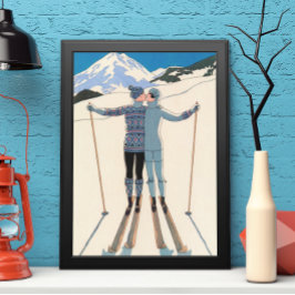 Vintages Art Deco, Liebhaber des Schnees von Georg Poster