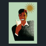 Vintages Art Deco, Mann mit Cocktail in der Sonne Poster<br><div class="desc">Vintage Illustration von Getränken mit einem fröhlichen,  grinsenden Mann,  der einen lustigen und erfrischenden Sommercocktail oder eine Limonade mit Sonnenschein trinkt. Ein großes Lächeln mit leuchtend weißen Zähnen! Genießen Sie Ihren sonnigen Urlaub! Fröhlich!</div>