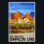 Vintages Art Deco Reiseplakat Schweizer Il Wallis Poster<br><div class="desc">Reproduktionskopie eines Schweizer Reiseplakats aus den 30er Jahren mit Sion, der Hauptstadt des Wallis, ebenfalls einer der wichtigsten prähistorischen Stätten Europas. Dieses Art Deko Poster zeigt die markanten Felsformationen von Valeria und Tourbillon. Zu den Sehenswürdigkeiten zählen die Basilique de Valère und das Château de Tourbillon. Die Simplon-Linie von Lausanne bis...</div>