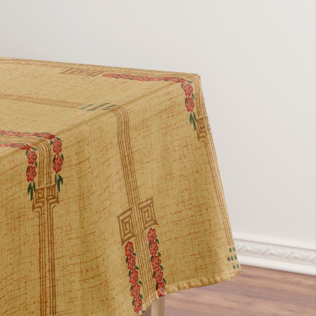 Vintages Art Deco rosa Blume Muster Tischdecke (Beispiel)
