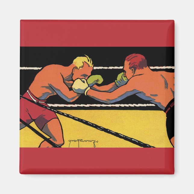 Vintages Art Deco Sportboxing, Boxen Punching Magnet (Vorne)