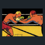 Vintages Art Deco Sportboxing, Boxen Punching Poster<br><div class="desc">Vintage Illustration Sportboxdesign mit zwei Kämpfern,  Stanzern,  Boxern im Ring.</div>