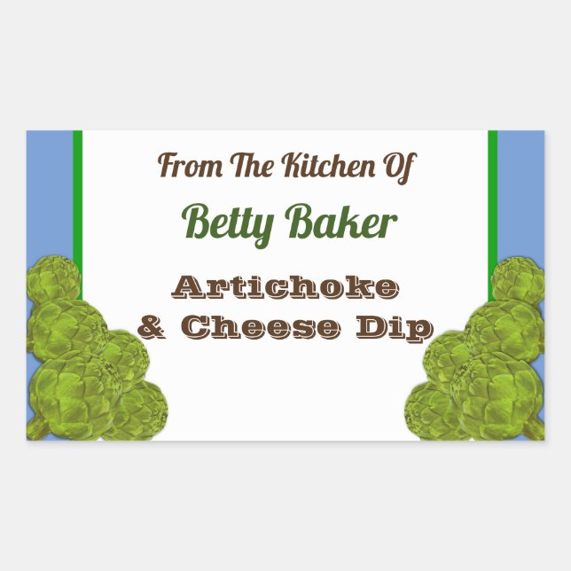 Vintages Artichoke Dip oder Rezept Rechteckiger Aufkleber (Vorderseite)