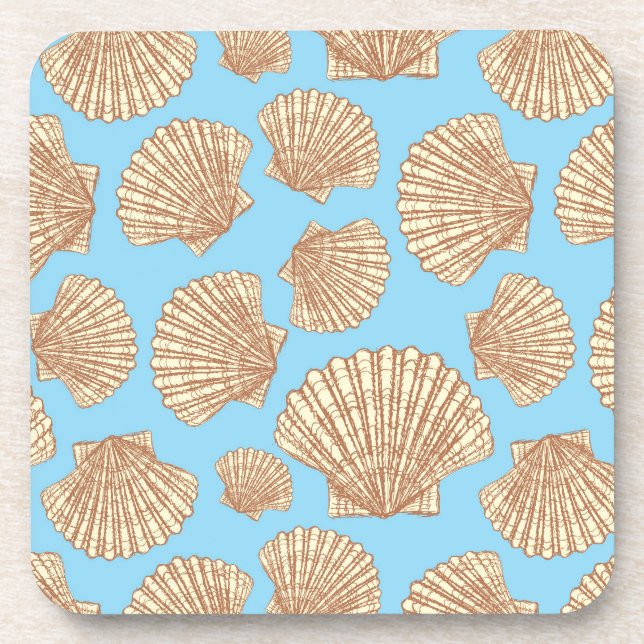 Vintages Artseashell-Muster Getränkeuntersetzer (Vorderseite)