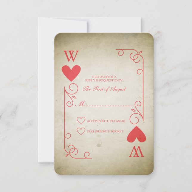 Vintages As of Hearts Wedding RSVP Karte (Vorderseite)