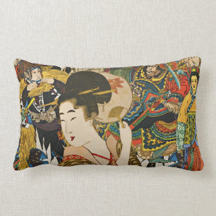 Vintages asiatisches Collage Lumbarkissen Lendenkissen