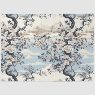 Vintages asiatisches Inspiriertes Blue & White Flo Seidenpapier
