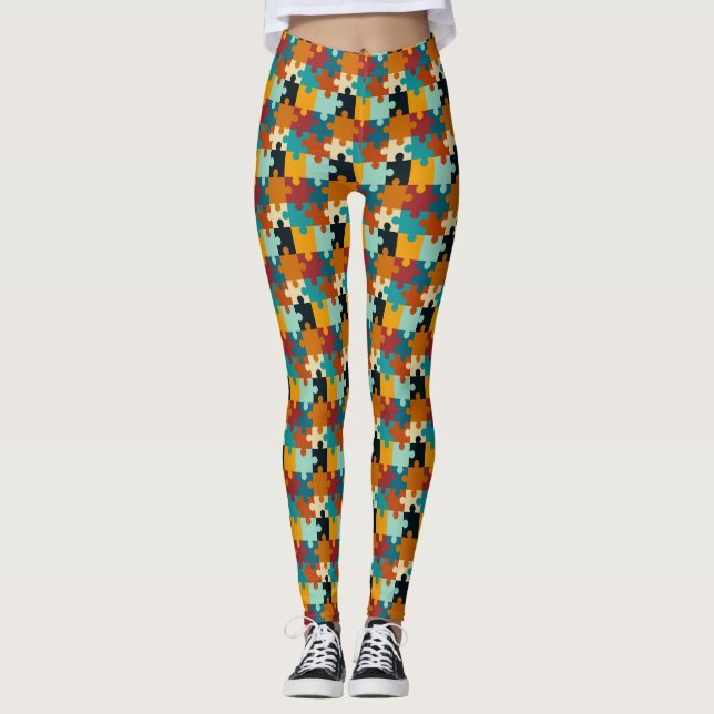 Vintages ästhetisches Puzzleteil Leggings (Vorderseite)