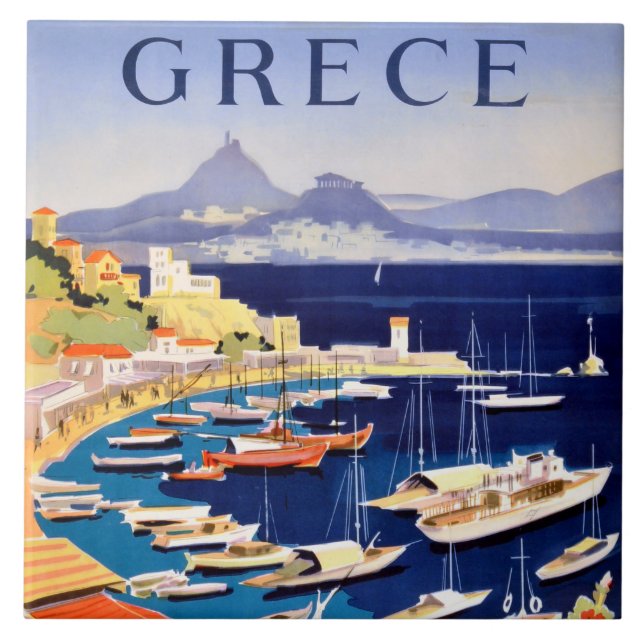 Vintages Athen Griechenland Reisen Fliese (Vorderseite)