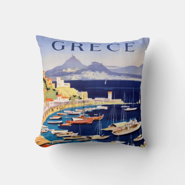 Vintages Athen Griechenland Reisen Kissen (Vorderseite)