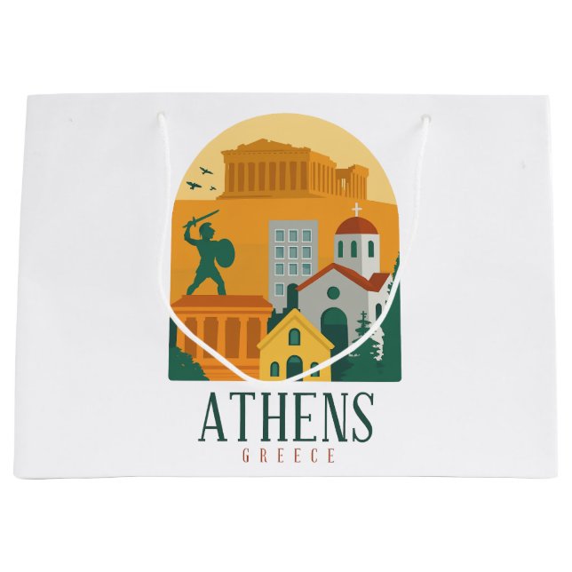 Vintages Athen Griechenland Reisen - Parthenon Große Geschenktüte (Vorderseite)