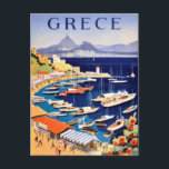 Vintages Athen Griechenland Reisen Postkarte<br><div class="desc">Ein altes Plakat für Werbereisen nach Athen,  Griechenland.</div>