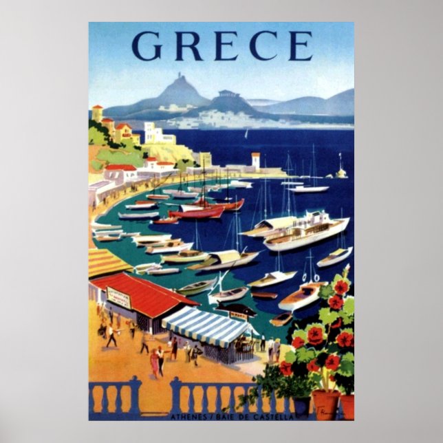 Vintages Athens Griechenland Reiseplakat Poster (Vorne)