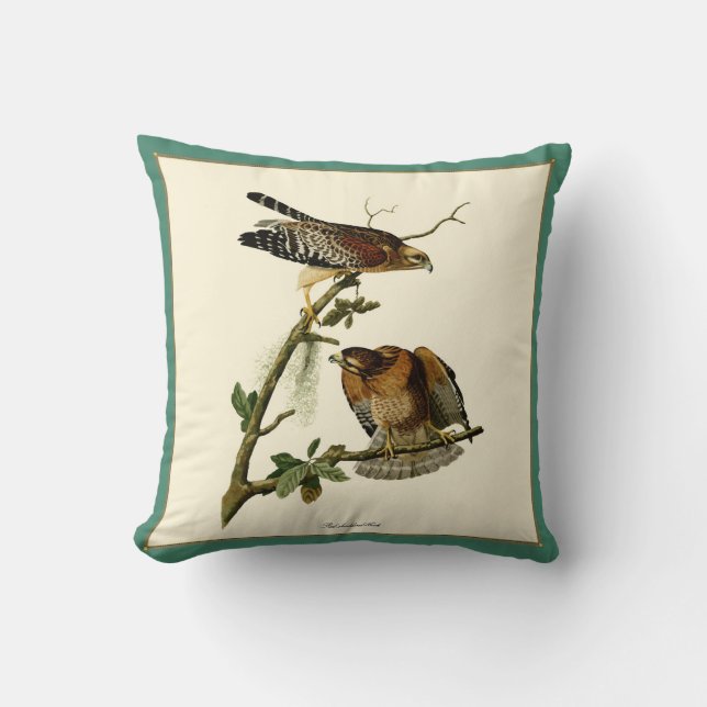 Vintages Audubon-Rotschulterpilz Kissen (Vorderseite)