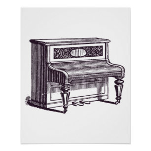 Vintages aufrechtes Klavier Poster