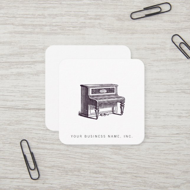Vintages aufrechtes Klavier Quadratische Visitenkarte (Vorderseite/Rückseite Beispiel)