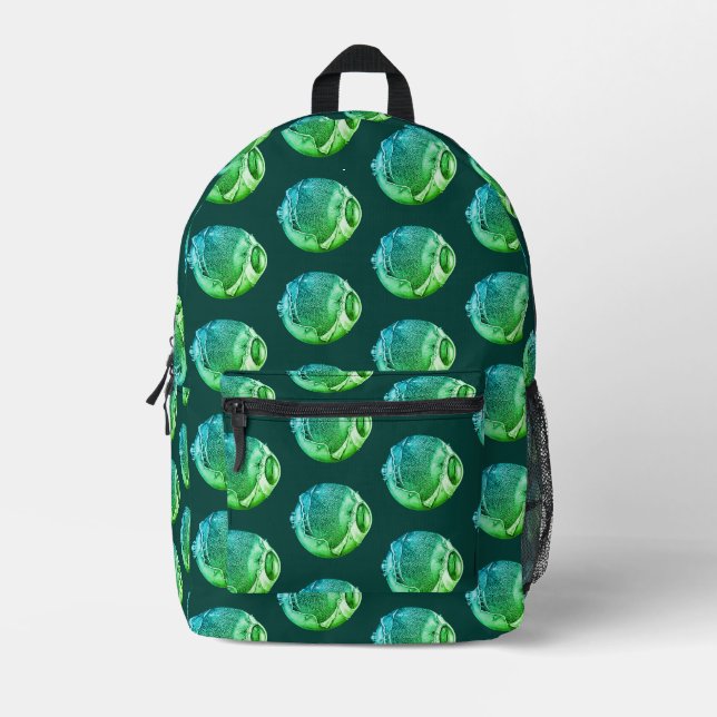 Vintages Augenmuster Fluoreszenz-Grün Bedruckter Rucksack (Vorderseite)