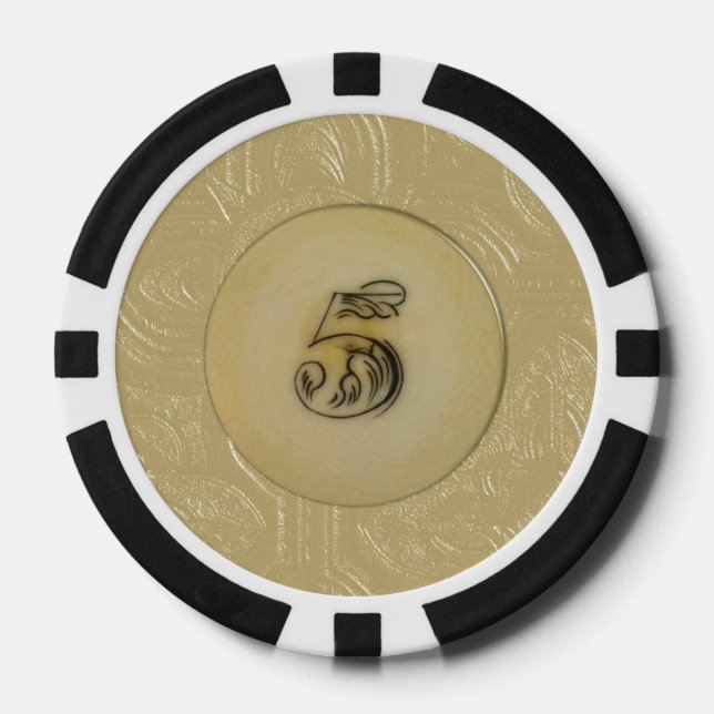 Vintages Aussehen Elfenbein 5 Poker Chips (Vorderseite)