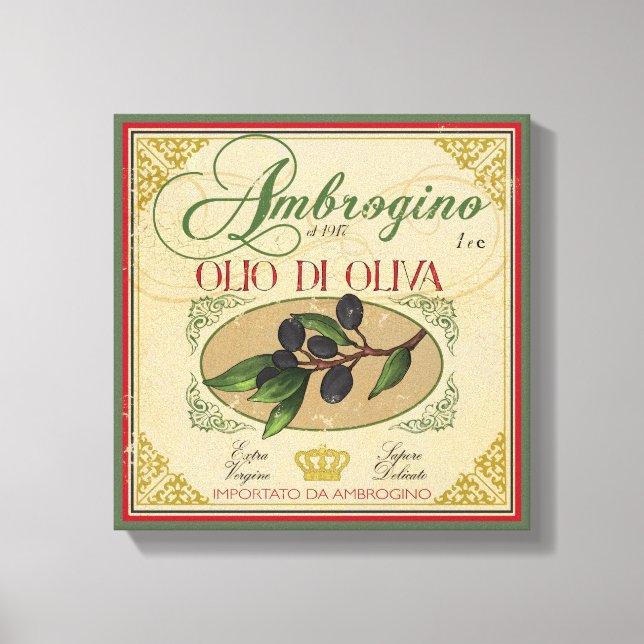 Vintages Aussehen Italienisch Retro Label Leinwand (Vorderseite)